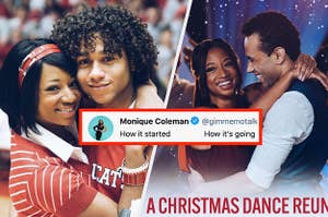 Monique Coleman and Corbin Bleu in High School Musical side by side with them reunited for a lifetime movie with the caption "how it started how it's going" by Monique Coleman
