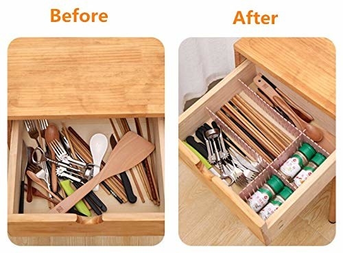 Th grid is used to organiser spoons, bottle openers, chopsticks, forks, and spice bottles.
