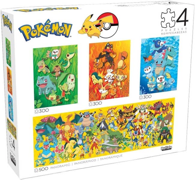 a set of four pokemon puzzles