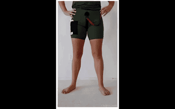 Gif of model demonstrating how to unzip the pants