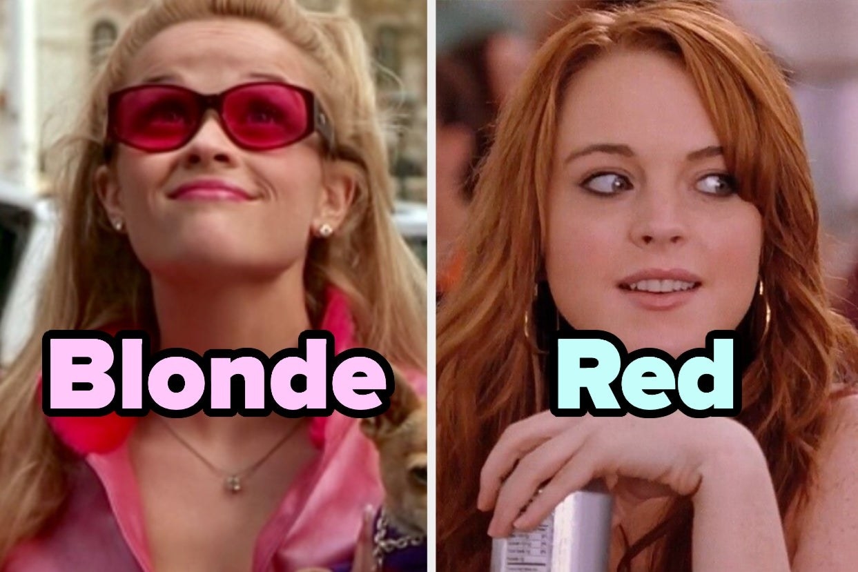 Elle Woods with word &quot;blonde&quot; and Cady Heron with word &quot;Red&quot; 
