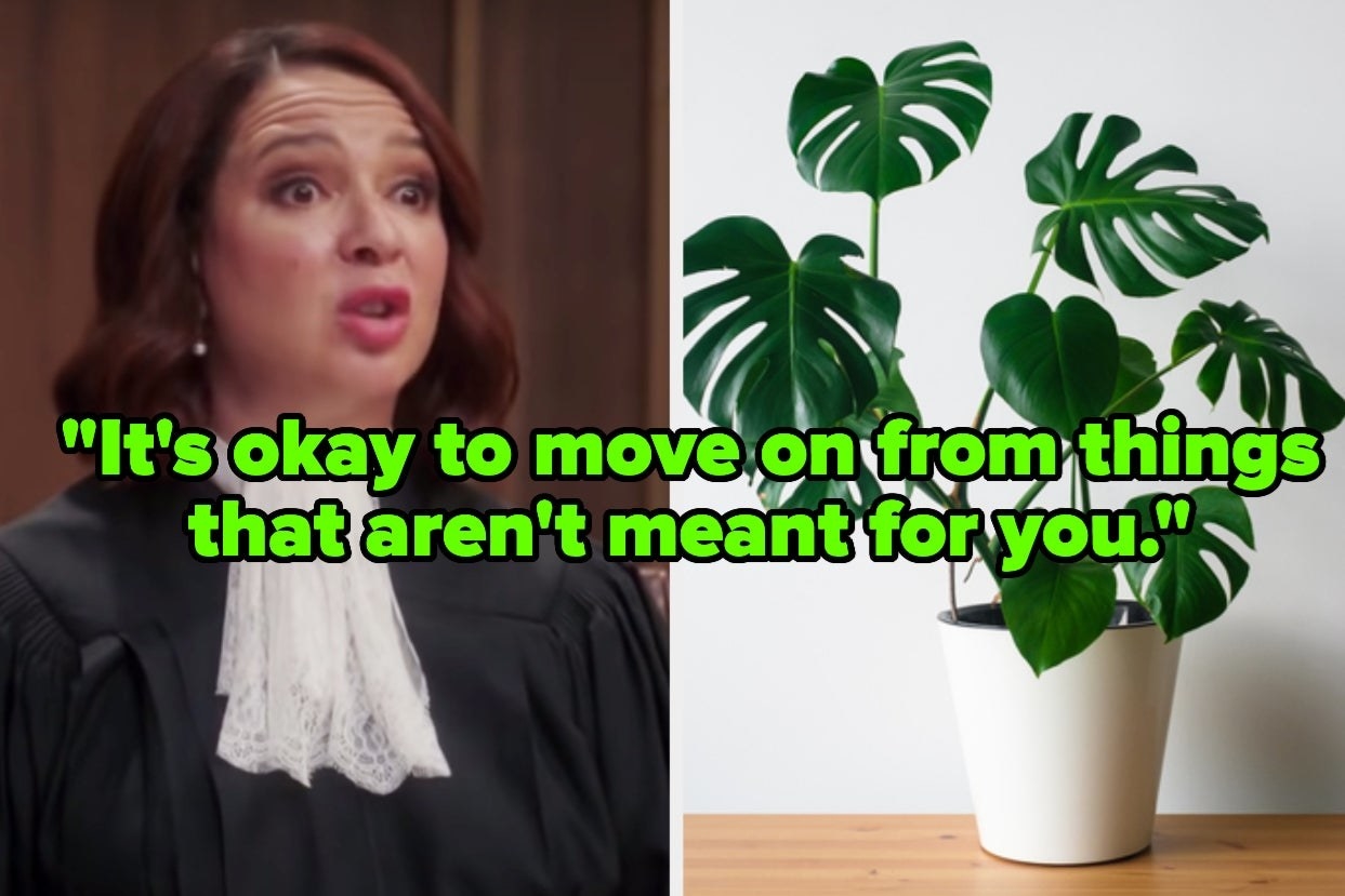 The judge on &quot;The Good Place&quot; and a plant with the words &quot;It&#x27;s okay to move on from things that aren&#x27;t meant for you.&quot; 