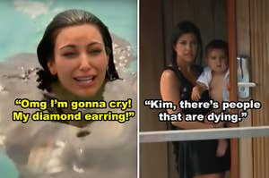 Kim Kardashian crying in the ocean