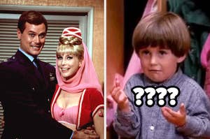 "I Dream of Jeannie" set photo and a kid shrugging