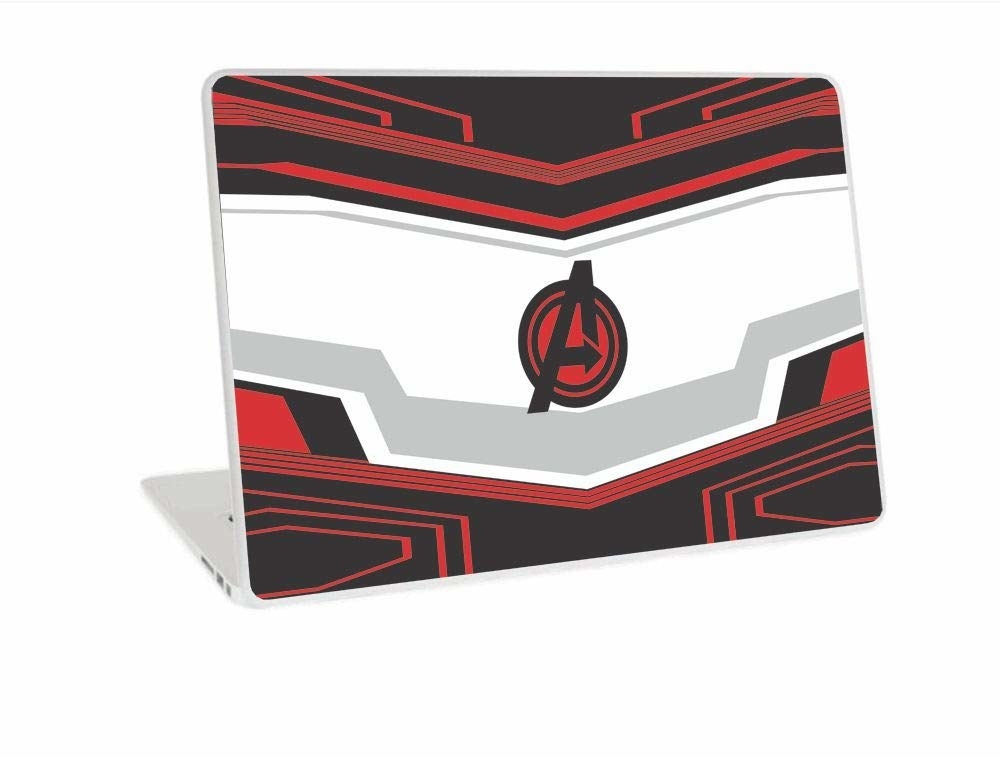 A laptop skin with the Avengers logo on it