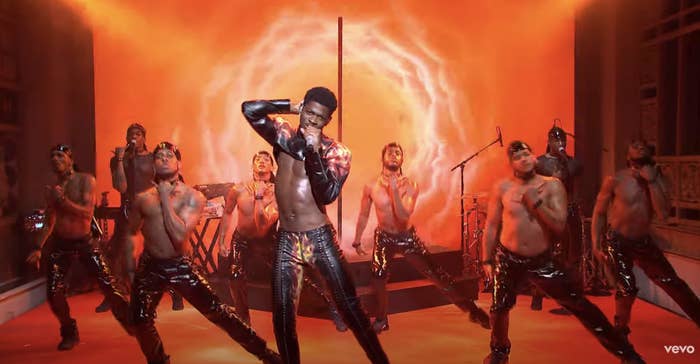 Lil Nas X with backup dancers performing "Montero" on "SNL"