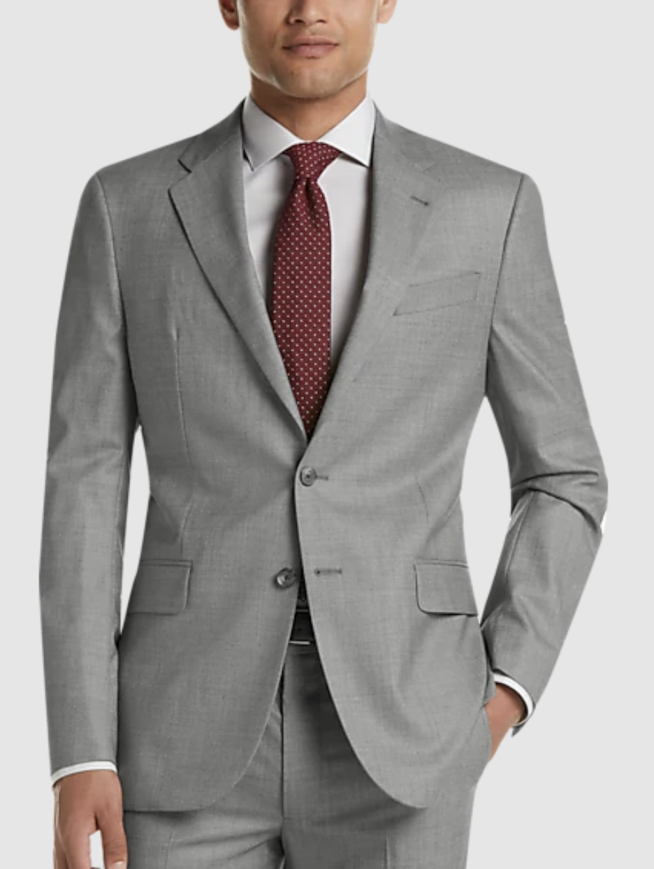 grey two-button suit