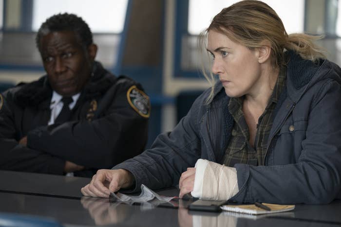 John Douglas Thompson, Kate Winslet in character as police officers in Mare of Easttown