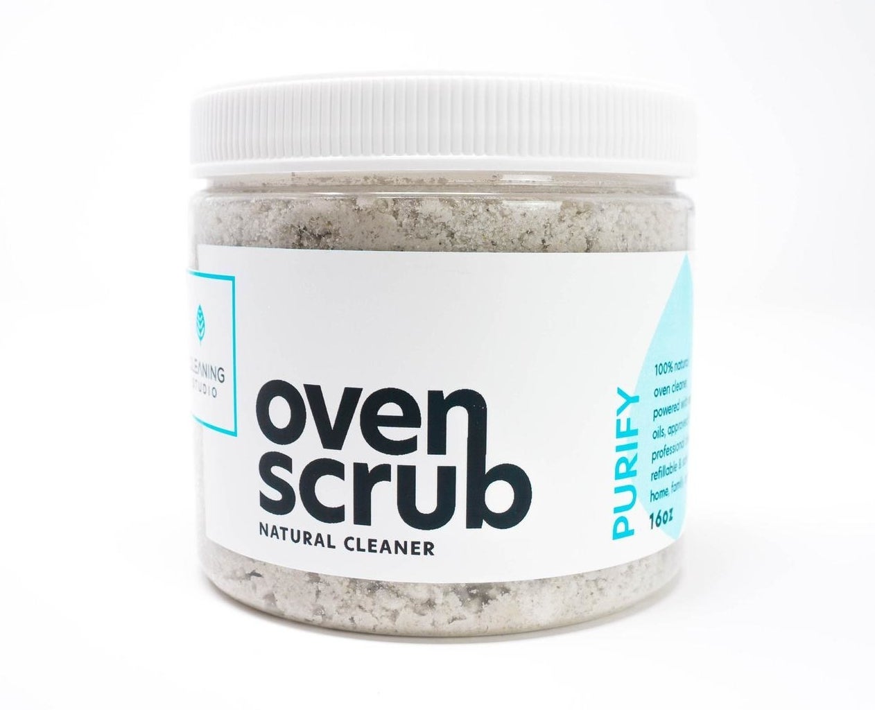 clear jar of an oven scrub natural cleaner