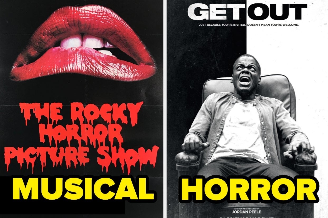 &quot;The Rocky Horror Picture Show&quot; with the word &quot;Musical&quot; and &quot;Get Out&quot; with the word &quot;Horror&quot; 