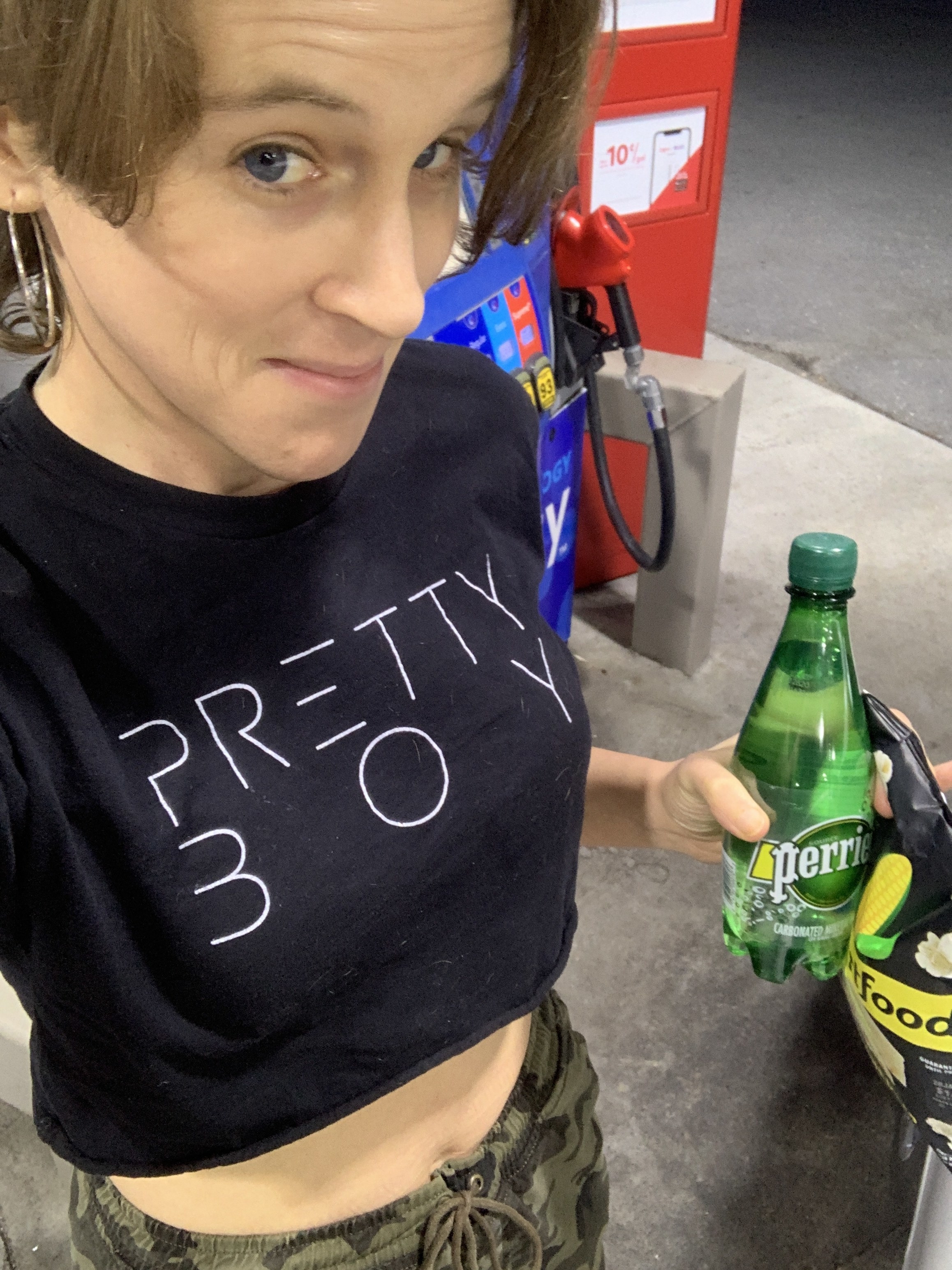 The author wears a T-shirt reading &quot;Pretty Boy&quot;