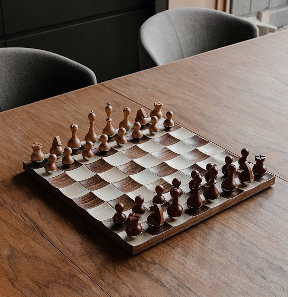 The chess board on a table
