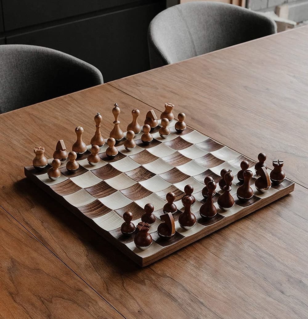 The chess board on a table
