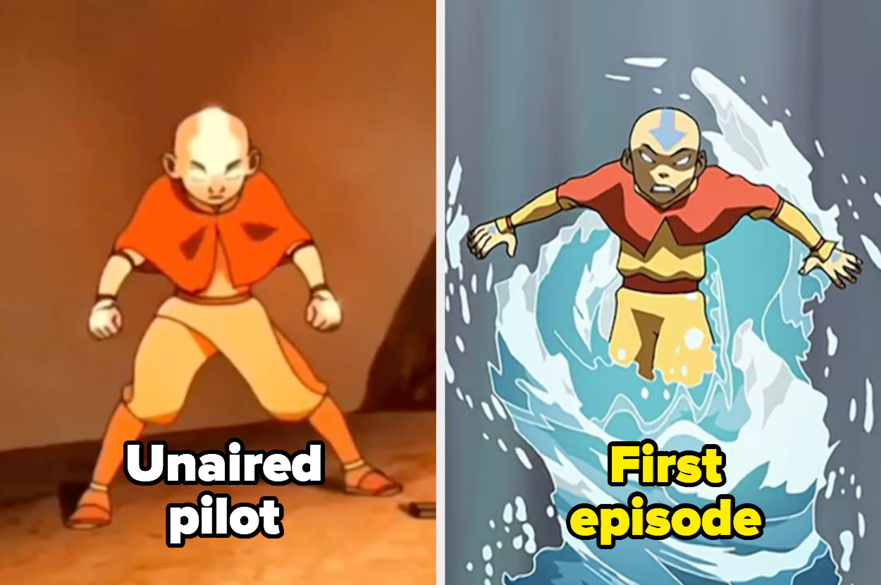 Aang entering the Avatar state in the unaired pilot and first episode