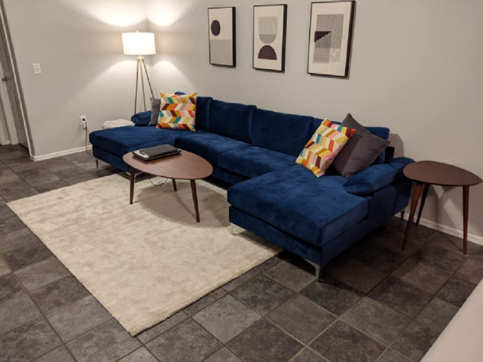 A large, living room sectional sofa