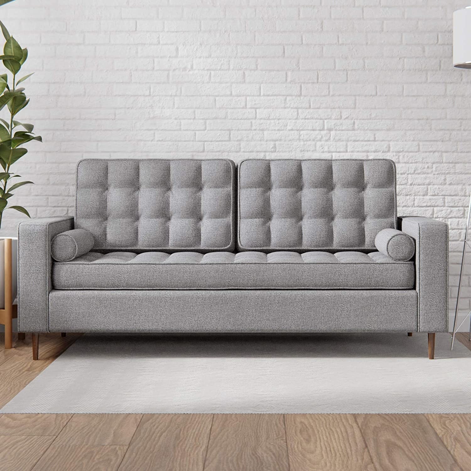 A loveseat that seats up to three people