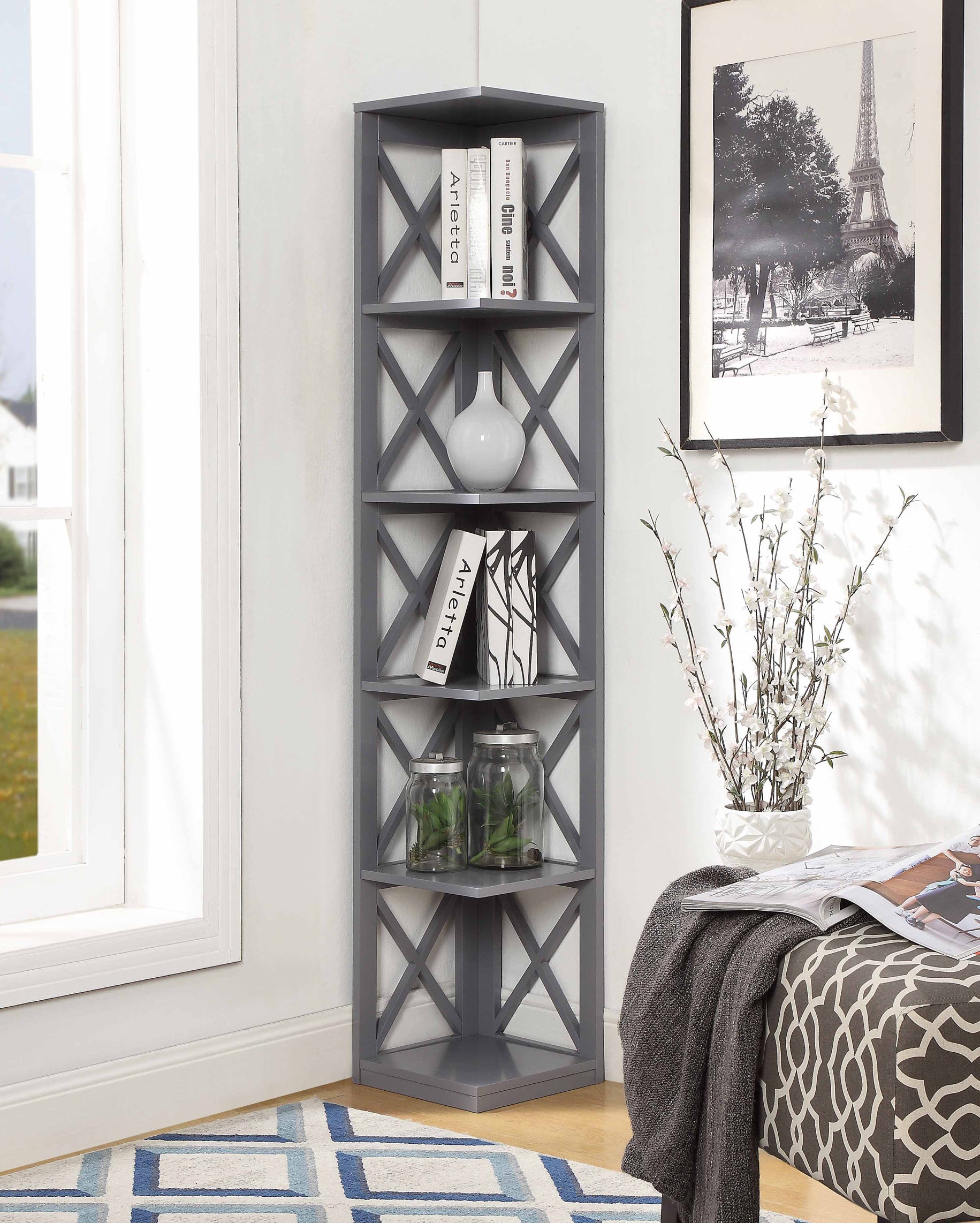 the grey bookcase