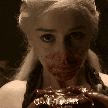 daenerys targaryen eating a heart in game of thrones
