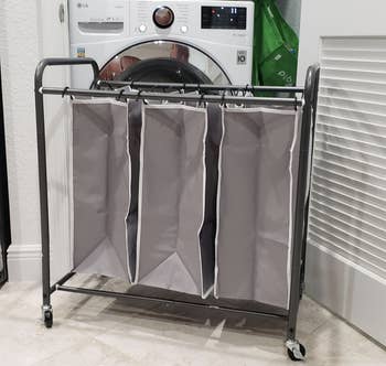 The same cart in a laundry room in gray 