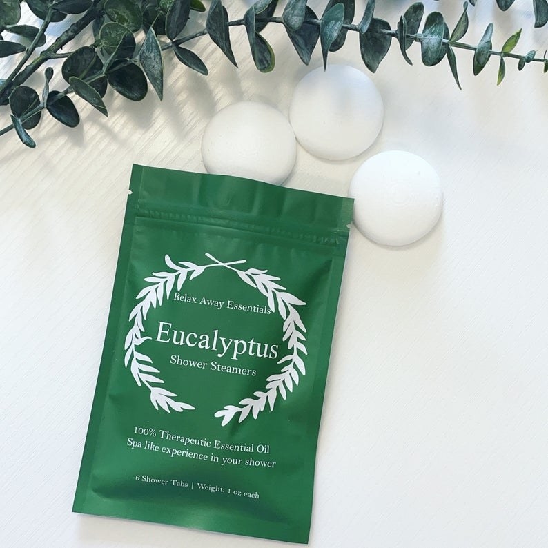 Bag of Relax Away Essentials eucalyptus shower steamers