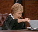 Judge Judy closing the laptop 
