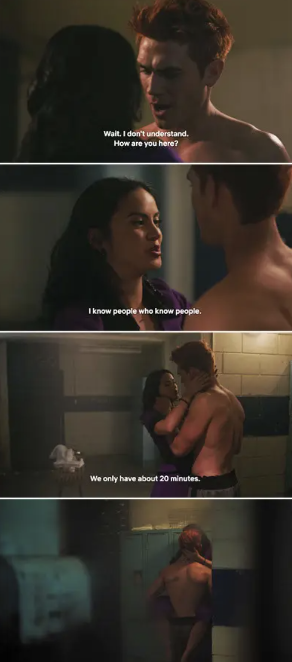 Archie and Veronica making out in the juvie locker room