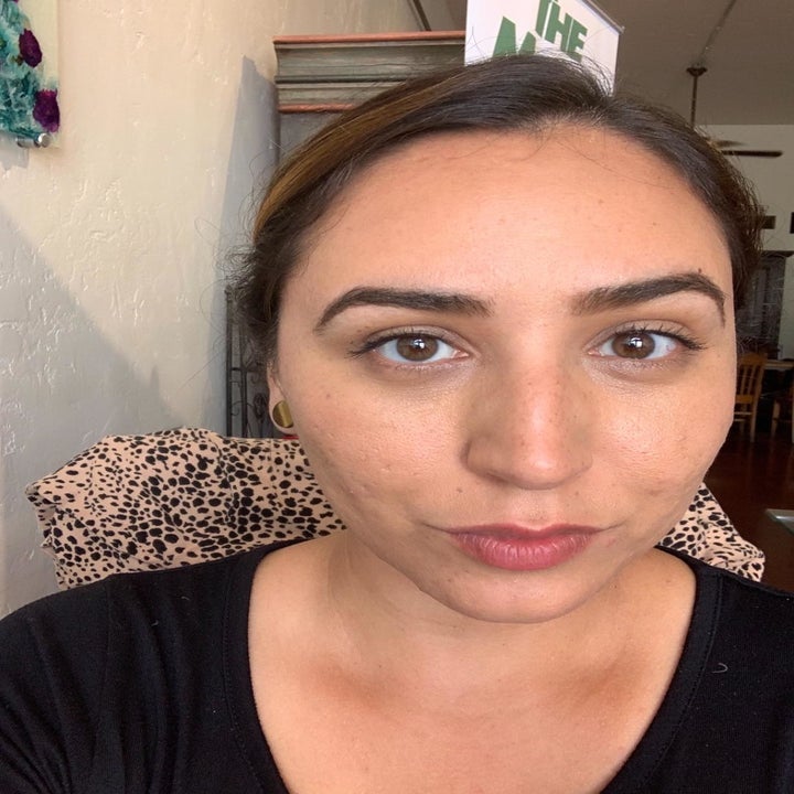 after reviewer image; reviewer's forehead is matte