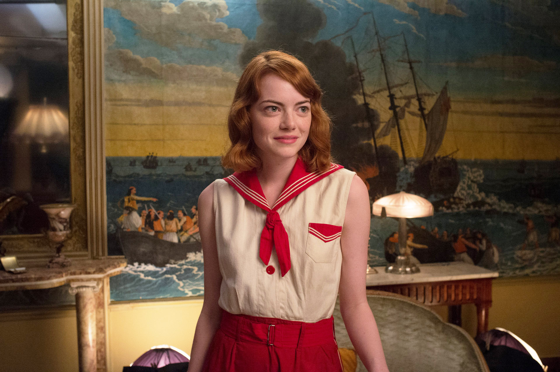 Emma Stone in a sailor outfit