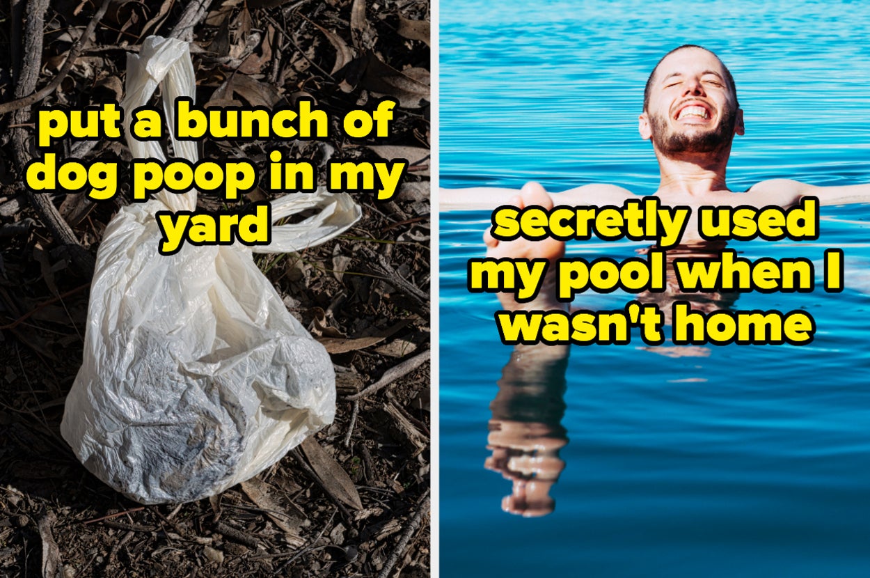 Someone'e neighbor left a bunch of dog poop in their yard and swam in their pool