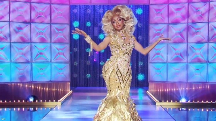 A&#x27;Keria lip synching in a mermaid sequined gown