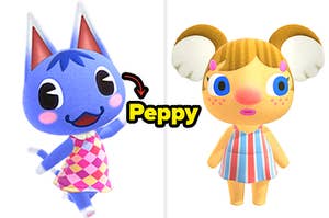a peppy villager on the left and a normal villager on the right