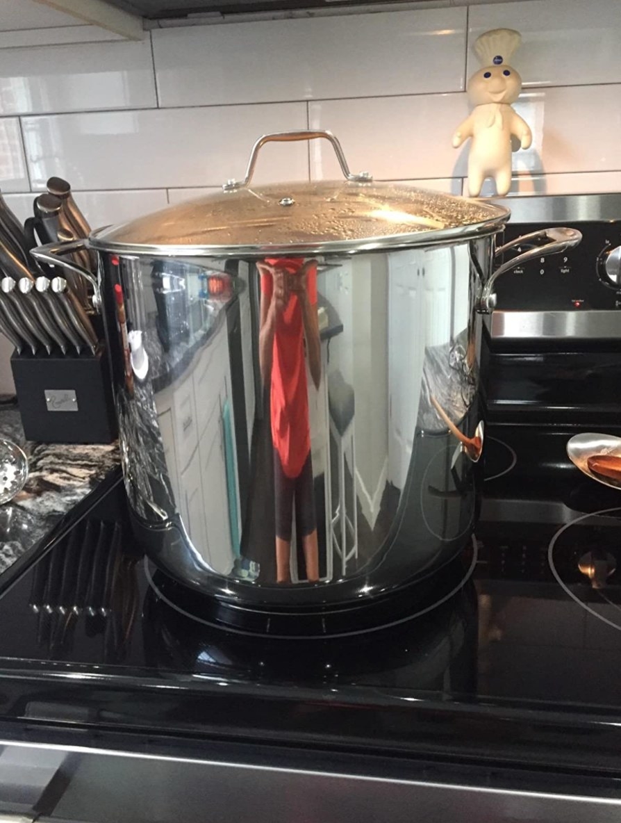 The soup pot in stainless steel
