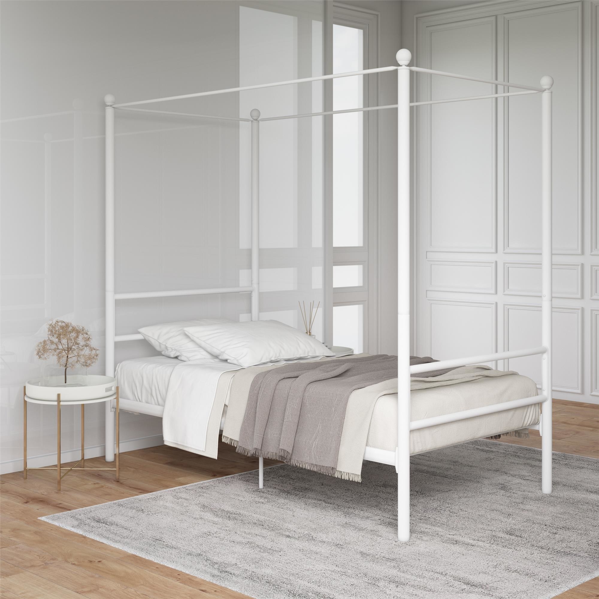 The canopy bed frame in white