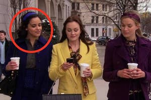 Blair walking with two friends