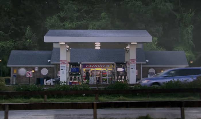 A screenshot of the gas station from across the highway