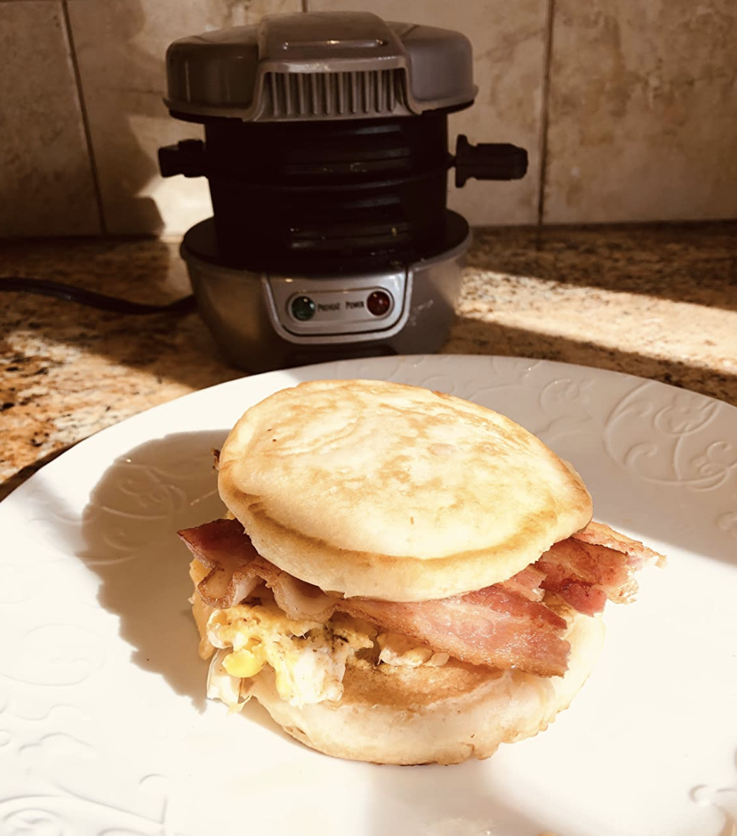 Easy breakfast sandwich, Easy breakfast sandwich Woman uses a Hamilton  Beach breakfast sandwich maker. This original video was produced by Network  Media, LLC and Manuella., By Life with Coco