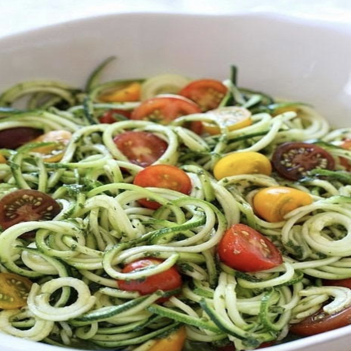 Reviewer image of zoodles and tomatoes