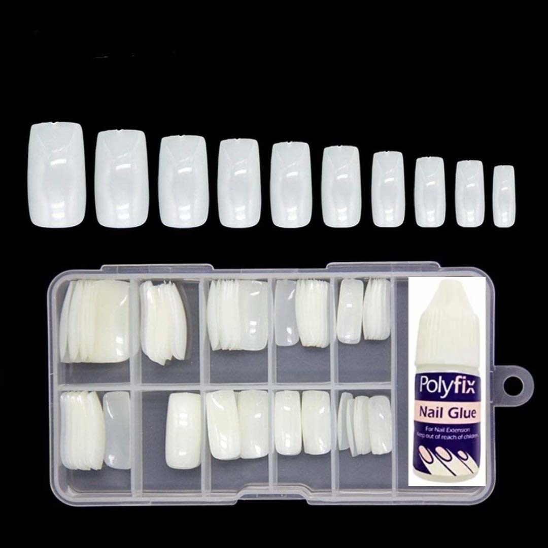 100 piece acrylic nail set with nail glue