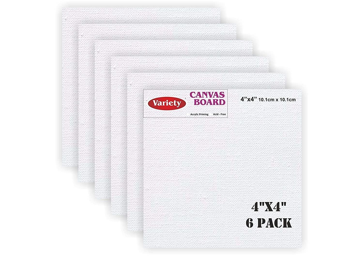 Set of six 4x4 inch white canvas boards