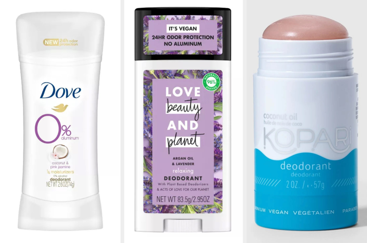 Dove, Love Beauty and Planet, and Kopari deodorant images