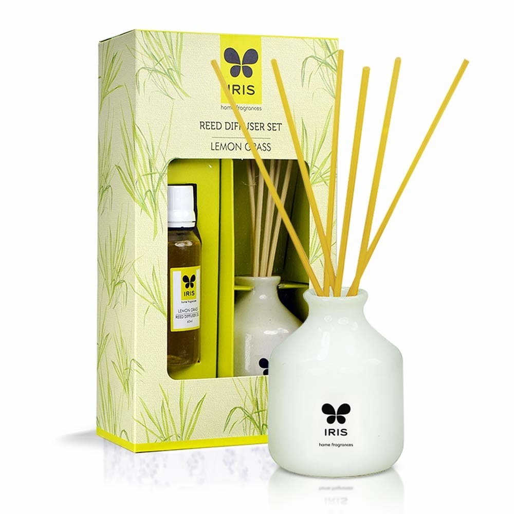 Lemongrass reed diffuser with white ceramic pot