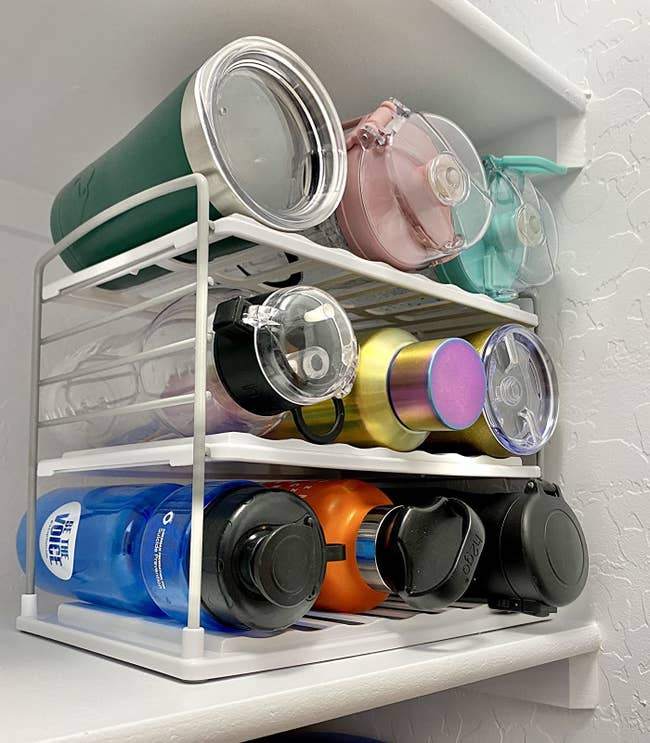 Reviewer image of water bottles on the rack