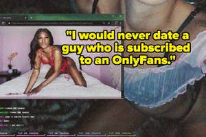 A screenshot of someone's only fans, captioned "I would never date a guy who is subscribed to an onlyfans"