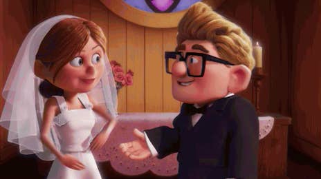 Carl and Ellie on their wedding day in &quot;Up&quot;