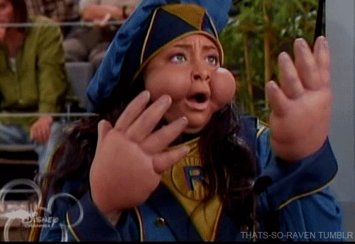 GIF from "That's So Raven" of Raven being swollen all over from an allergy 