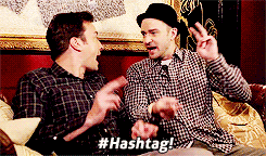 Jimmy Fallon and Justin Timberlake saying, &quot;Hashtag&quot;