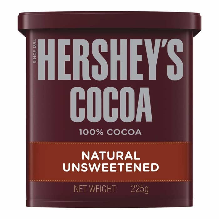 A box of Hershey&#x27;s Natural Unsweetened Cocoa powder.