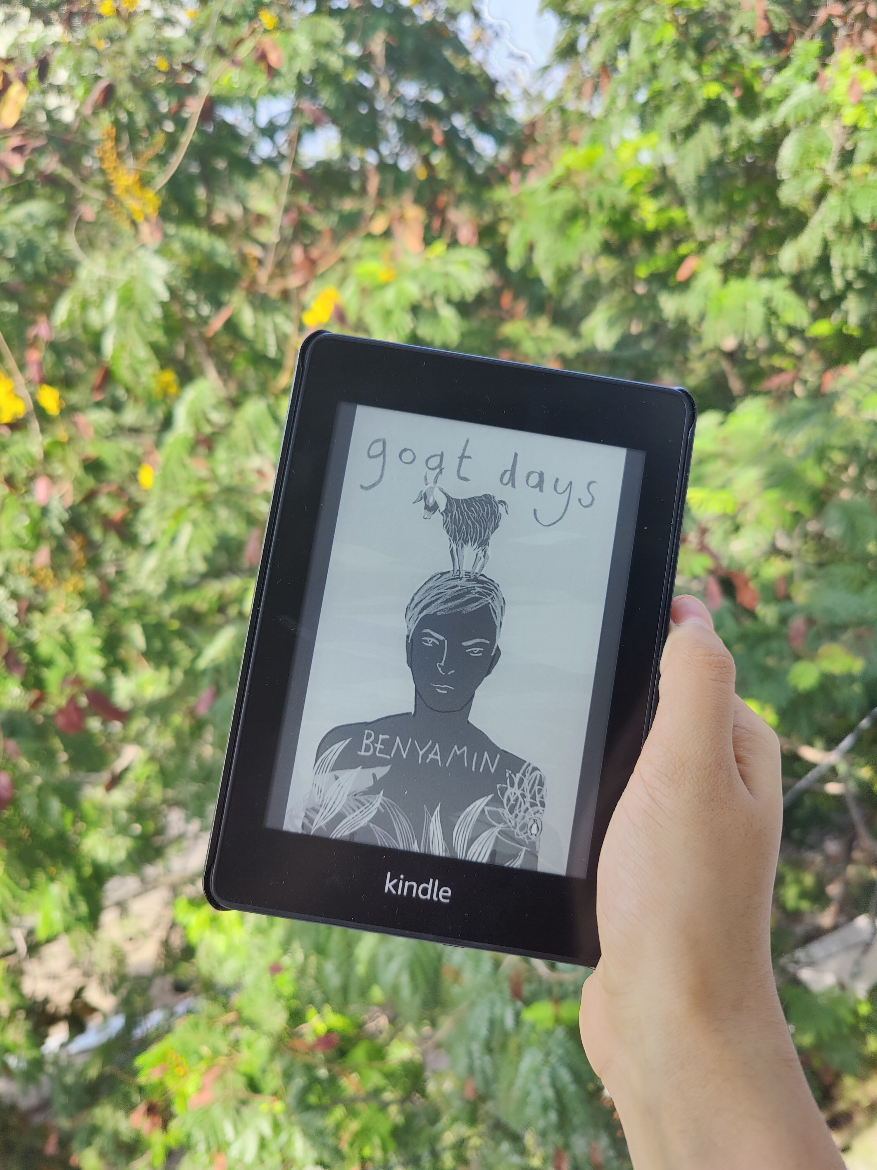 The cover photo of &#x27;Goat Days&#x27; by Benyamin seen on a Kindle.