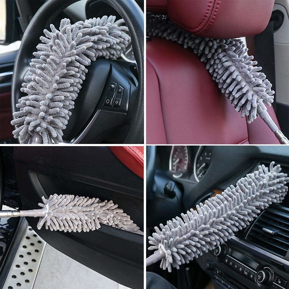 Collage of bendable duster used in various places of a car.