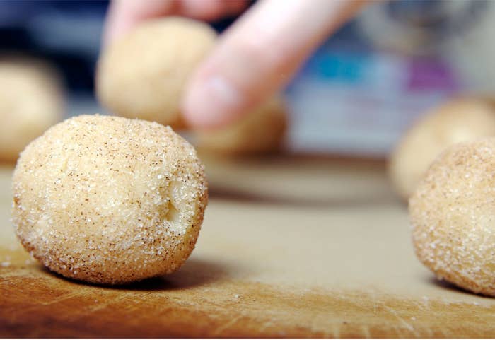 Cookie dough rolled in cinnamon sugar.